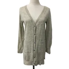 アーノルドパーマー Arnold Palmer CLASSIC STYLE カーディガン ニット Vネック ロゴ 刺繍 メランジ ウール 長袖 3 ベージュ グレー