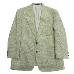 良品 DAKS ダックス チェック柄 総柄 ウール テーラード ジャケット ブレザー 2B 総裏 グリーン系 メンズ 古着 中古 USED