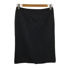 コムサデモード COMME CA DU MODE スカート タイト ひざ丈 ウール 無地 9 黒 ブラック