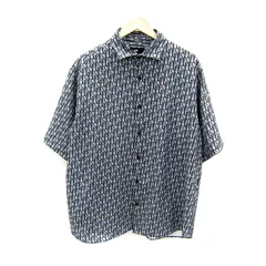 ハレ HARE カジュアルシャツ 半袖 ロゴ 総柄 F グレー 黒 ブラック /SY53