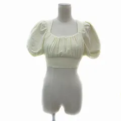 スナイデル SNIDEL ニット カットソー 半袖 パフスリーブ ショート丈 スクエアネック リボン F 白 ホワイト /YS17