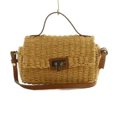 ザラ ZARA 2WAY ショルダーバッグ ハンドバッグ 編み込み ベージュ ブラウン /MI