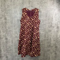 【T-363】EURO.J 花柄ワンピース ボルドー 赤 花柄 ノースリーブ レディース フレアワンピース 前ボタン 膝丈ワンピース 総柄 レトロ ガーリー 秋カラー カジュアル おしゃれ かわいい 古着風