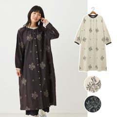 美品・近年✨コットンハウスアヤ 刺繍ワンピース 着丈111cm リネン100