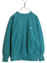 【お得なクーポン配布中!】 90s USA製 ★ チャンピオン リバースウィーブ スウェット メンズ L / オールド トレーナー ワンポイント 目付き ヘビーウェイト ターコイズ