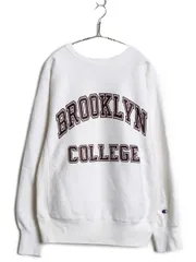 【お得なクーポン配布中!】 80s USA製 ★ チャンピオン リバースウィーブ カレッジ プリント スウェット メンズ L ヴィンテージ ヘビーウェイト トレーナー 裏起毛 白