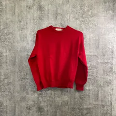 【T-364】DELUXE カシミヤセーター メンズ M レッド クルーネック カシミヤ100% ニット 赤 セーター シンプル 高級素材 古着 メンズニットのサムネイル