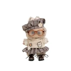 ◆17cm用 ラブブ 対応 服 labubu 着せ替え らぶぶ ラブぶ人形 ぬいぐるみ用 1代目 2代目 3代目 人形の服 かわいい トレンド コスチューム 着せ替え 人形ベビー服 (プリーツスカート 5点セット - ブラウン) 4bfe4f02