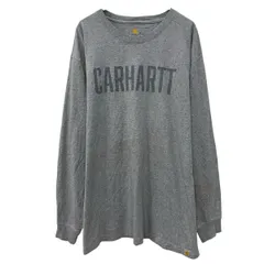 carhartt 長袖 プリントTシャツ 2XL グレー カーハート プルオーバー ワンポイント オリジナルフィット ロンT 春秋物 a803-5314