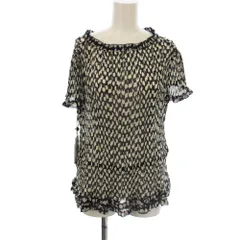 ピエールカルダン Pierre Cardin シャツ ブラウス 半袖 44 ドット柄 プリーツ 紺 白 タグ付き /JP