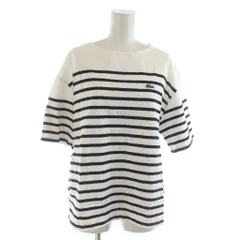 ラコステ LACOSTE Tシャツ カットソー 半袖 ボーダー柄 36 白 ホワイト 黒 ブラック /RR