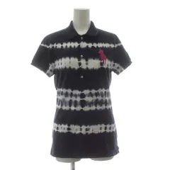 ラルフローレン RALPH LAUREN SPORT ビッグポニー ポロシャツ カットソー 鹿の子 半袖 総柄 刺繍 M 紺 ネイビー 白 ホワイト /KU