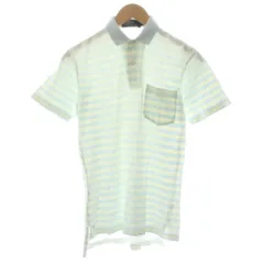 ポロ ラルフローレン POLO RALPH LAUREN ポロシャツ カットソー 半袖 ボーダー柄 刺繍 S 水色 アイボリー /KU