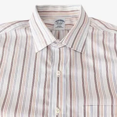 【16 1/2-36/37】Brooks Brothers（ブルックスブラザーズ）ワイドカラーシャツ ストライプ / Slim Fit / Non-Iron / Cotton 100% ポケット付 メンズXL相当