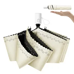 日傘 軽量 遮光遮熱 紫外線遮断 UPF50+ 折りたたみ日傘 コンパクト UVカット 携帯便利 暑さ対策 熱中症対策 折り畳み傘 日焼け防止 晴雨兼用 ワンタッチ自動開閉 男女兼用 レディース メンズ (ベージュ×花柄, 超軽量タイプ) 0