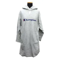 美品 CHAMPION チャンピオン スウェット ロング ワンピース パーカー チュニック カットオフ プルオーバー ロゴ フーディー M グレー レディース 古着 中古 USED