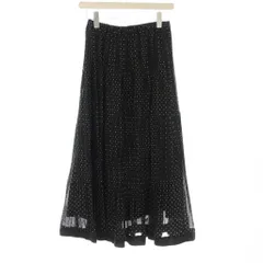 クチュールブローチ COUTURE BROOCH スカート 38 黒 ドット柄 ロング丈 プリーツ /JP