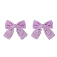 《特価★１点限り》ベロア リボン バレッタ 2個セット ヘアクリップ 髪飾り  上品  卒入園式 (ライトパープル)
