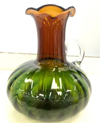 【北一硝子】 フラワーベース グリーン・レッド 大きい花瓶 【レトロ】