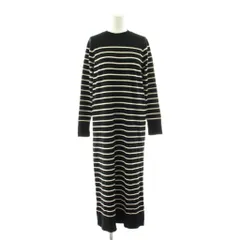 ザラ ZARA ニットワンピース ロング マキシ ボーダー柄 長袖 S 黒 ブラック 白 ホワイト /KU