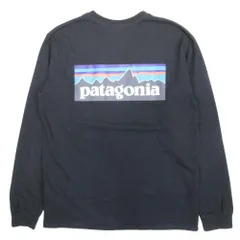 美品 patagonia パタゴニア P-6ロゴ Tシャツ 長袖 カットソー トップス ロンT クルーネック プリント S 黒 ブラック メンズ 古着 中古 USED
