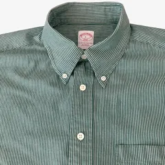 【L】Brooks Brothers（ブルックスブラザーズ）346 ポロカラーBD(ボタンダウン)シャツ ストライプ / Cotton 100% ポケット付 中国製 メンズXL相当