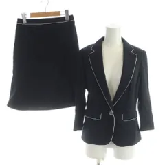 スーツセレクト SUIT SELECT セットアップ ジャケット 11 スカート 9 黒 ブラック パイピング ノッチドラペル /AP