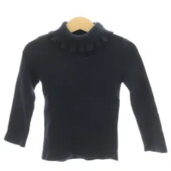 ファミリア Familiar 子供服 ニット セーター 薄手 100 紺 ネイビー フリルタートルネック リボン装飾 長袖 /HN