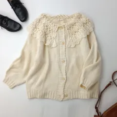 Crisp クリスプ レースカラーニットカーディガン (44Y＋0406)26F