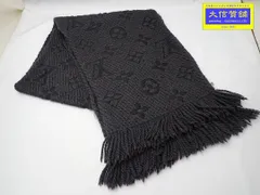 LOUIS VUITTON ルイ ヴィトン エシャルプ ロゴマニア ウールマフラー シルク混 M72431 ブラック系 中古B 【送料無料】 A-9153【質屋出品】