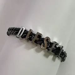 04w6238▽※【中古】ディーゼル DIESEL ブレスレット アクセサリー チェーンブレスレット ロゴ メンズ シルバー+ブラック【八王子店】