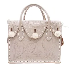 美品 Carving Tribes カービングトライブス Maestra S マエストラ Sサイズ レザー ハンドバッグ カバン 鞄 グレージュ レディース 古着 中古 USED