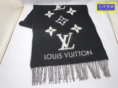 LOUIS VUITTON ルイ ヴィトン カシミヤマフラー レイキャビック M71040 ブラック グレー 中古A 【送料無料】 A-9155【質屋出品】
