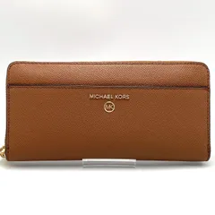 【シンプルで使いやすい。MICHAEL KORSレザーウォレット/美品】MICHAEL KORS マイケルコース レディース長財布 レザー ブラウン ゴールド金具 ラウンドファスナー シンプルデザイン 収納力 小銭入れ 札入れ カード入れ 服装小物
