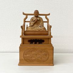 新品・未使用】 日蓮聖人 三宝尊 厨子入り 紅檀 金泥 総高さ約21