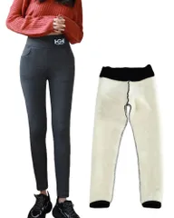 [GRHONC] レギンス 裏起毛 レディース 極暖 あったか 厚手 シープボア パンツ ボトムス タイツ 秋 冬 (JP, アルファベット, M, グレー) [グレー] [M]