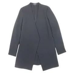 新品同様 Theory セオリー SYNTHETIC CREPE WINOLA ジャケット ブレザー ロング ノーカラー 羽織 背抜き 0 黒 ブラック レディース 古着 中古 USED