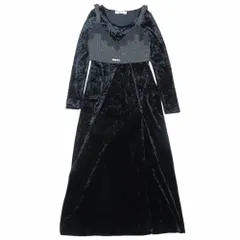 新品同様 PRANK PROJECT プランクプロジェクト Knit Combination Velour OnePiece ニットビスチェ ベロア ワンピース ロング 36 ブラック レディース 古着 中古 USED