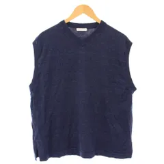 アーバンリサーチ ドアーズ URBAN RESEARCH DOORS ニットベスト プルオーバー Vネック 無地 ワンカラー 麻 リネン L 紺 ネイビー /BB