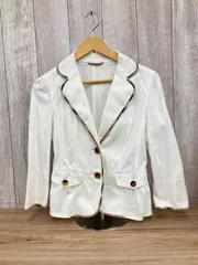 BURBERRY LONDON バーバリーロンドン テーラージャケット　ショート丈　短丈 ノバチェックパイピング 白 ホワイト 　FCD18-294-02 平塚店 衣料品　Cのサムネイル