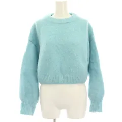 ザラ ZARA シャギーニット セーター M 水色 ライトブルー 無地 長袖 ウール混 ショート丈 /HN