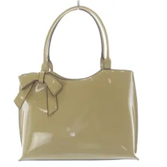 ペレンネ PERENNE ハンドバッグ リボンモチーフ エナメルレザー ベージュ /YO20