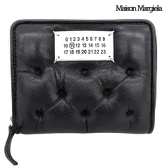 美品 メゾンマルジェラ Maison Margiela SA1UI0033 P6434 T8013 グラムスラム ナッパレザー 二つ折財布 コンパクト ウォレット 黒 ブラック 定価124300円