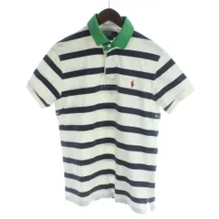 ポロ バイ ラルフローレン Polo by Ralph Lauren ポロシャツ 半袖 ボーダー柄 M 白 ホワイト 紺 ネイビー 緑 グリーン /AP