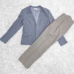プラステ セットアップ ノーカラー ジャケット リネン混パンツ スーツ