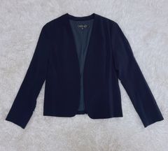 INDIVI インディヴィ indivi ノーカラー ジャケット ネイビー オフィス セレモニー 洗える 大きいサイズ Lサイズ L オフィスカジュアル