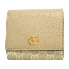 【6ca0292-k】グッチ 財布 GGマーモント/GGスプリーム 598587 PVC レザー ベージュ ゴールド金具【中古】レディース