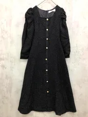 tocco closet トッコクローゼット 186-189828 パール飾り釦付きパワーショルダーラメツイード ワンピース sizeM/黒 ■■ レディース