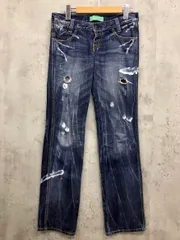 LEVI'S リーバイス ウォッシュダメージ加工 牛革ラベル デニムパンツ sizeL/ブルー ■■ メンズ