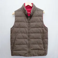 LACOSTE ラコステ リバーシブルダウンベスト サイズ4 M〜L相当 茶、赤　中綿ダウンフェザー 表ナイロンポリ 中国製 ダウン90%フェザー10% アメカジ 古着